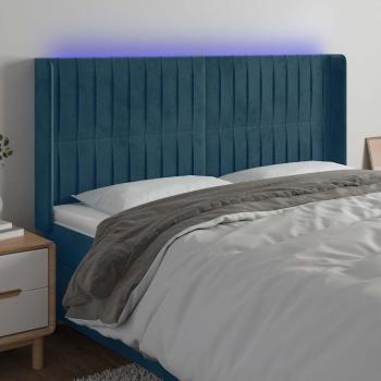 ARDEBO.de - LED Kopfteil Dunkelblau 183x16x118/128 cm Samt