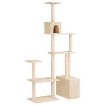 Katzennbaum mit Sisal-Kratzsäulen Creme 177,5 cm