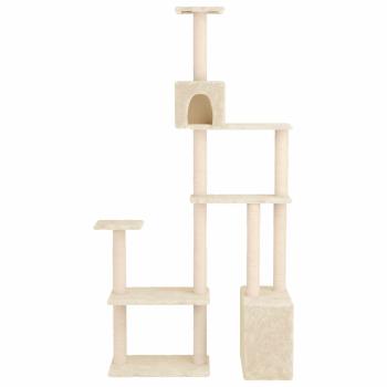Katzennbaum mit Sisal-Kratzsäulen Creme 177,5 cm