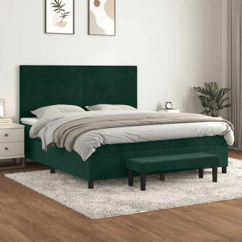 ARDEBO.de - Boxspringbett mit Matratze Dunkelgrün 180x200 cm Samt