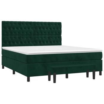 Boxspringbett mit Matratze Dunkelgrün 180x200 cm Samt