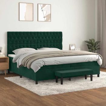 ARDEBO.de - Boxspringbett mit Matratze Dunkelgrün 200x200 cm Samt