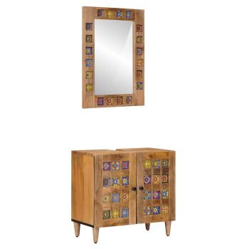ARDEBO.de - Badezimmermöbel-Set Wandmontiert 2 pcs Natur Massivholz Mango