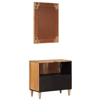 Badezimmermöbel-Set Wandmontiert 2 pcs Natur Massivholz Mango