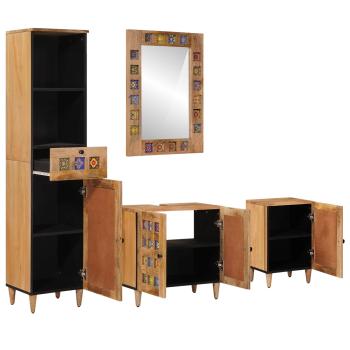 Badezimmermöbel-Set 4 stk. Natur 38 x 33 x 160 cm