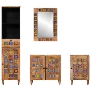 Badezimmermöbel-Set 4 stk. Natur 38 x 33 x 160 cm
