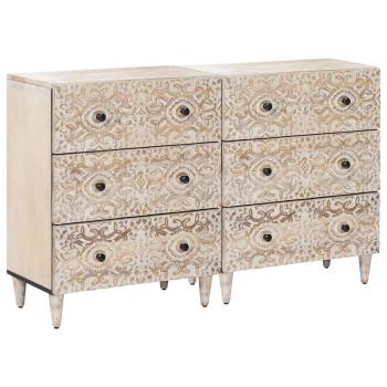 ARDEBO.de - Sideboard 2 pcs Weiß 60 x 33,5 x 75 cm Massivholz Mango
