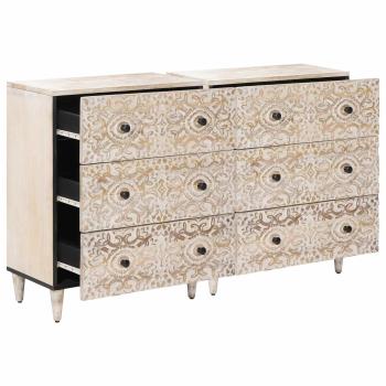 Sideboard 2 pcs Weiß 60 x 33,5 x 75 cm Massivholz Mango