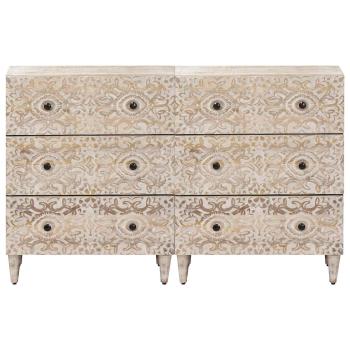 Sideboard 2 pcs Weiß 60 x 33,5 x 75 cm Massivholz Mango