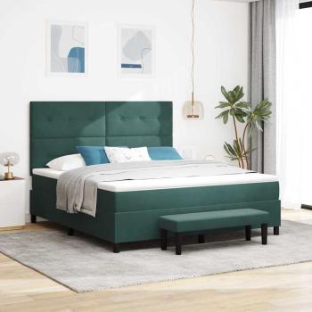 ARDEBO.de - Boxspringbett mit Kopfteil Dunkelgrün 200 x 180 cm Samt