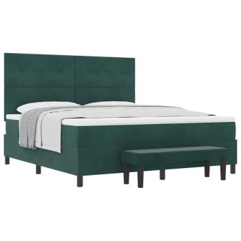 Boxspringbett mit Kopfteil Dunkelgrün 200 x 180 cm Samt