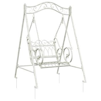 Schaukelbank Stahl 113 x 121,5 x 168 cm Antik Weiß