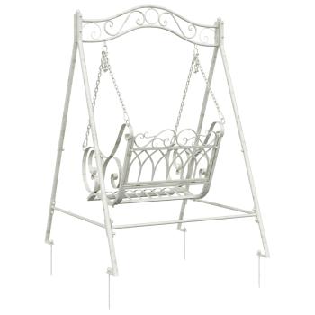 Schaukelbank Stahl 113 x 121,5 x 168 cm Antik Weiß