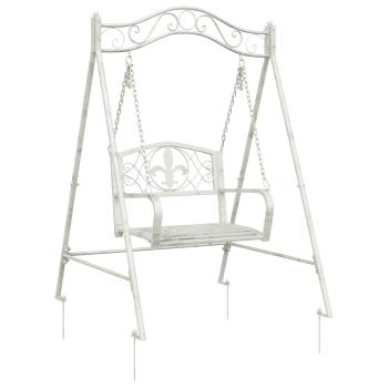 Schaukelbank Stahl 113 x 121,5 x 168 cm Antik Weiß