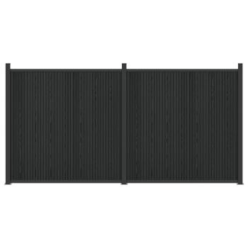Zaunelement 2 stk. 355 x 186,5 cm WPC und Aluminium Schwarz