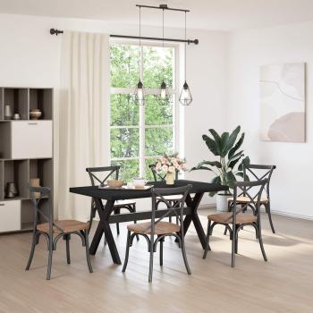 ARDEBO.de - Esstisch NOAIN 160 cm Massives Kiefernholz Schwarz Rechteckig