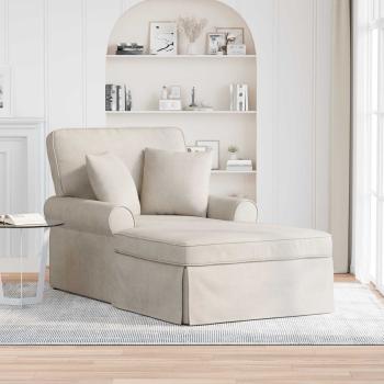 ARDEBO.de - Chaise Lounge mit Rock mit Kissen Creme 157 x 91 x 91 cm ARES