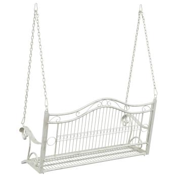 Schaukelbank Stahl 115 x 61 x 63 cm Antik Weiß