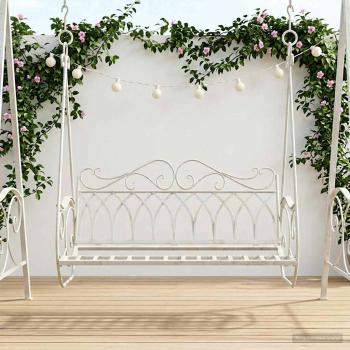 ARDEBO.de - Schaukelbank Stahl 112 x 60 x 126,5 cm Antik Weiß