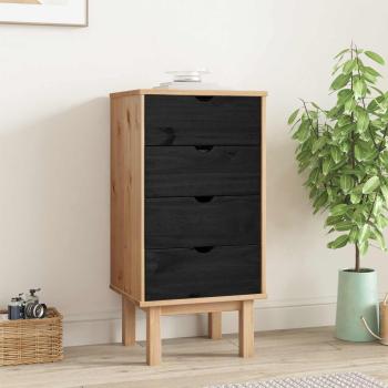 ARDEBO.de - Kommode OTTA Schwarz 45 x 39 x 90 cm Massives Kiefernholz