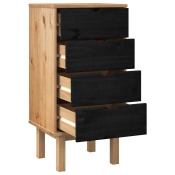 Kommode OTTA Schwarz 45 x 39 x 90 cm Massives Kiefernholz