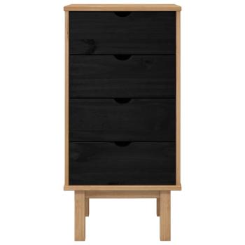 Kommode OTTA Schwarz 45 x 39 x 90 cm Massives Kiefernholz