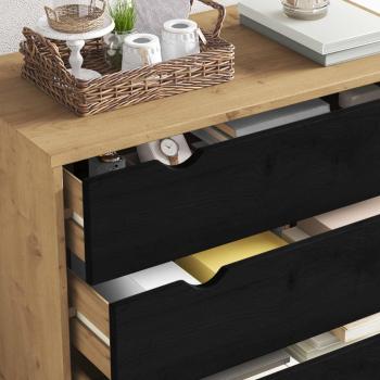 Kommode OTTA Schwarz 76,5 x 39,5 x 90 cm Massives Kiefernholz