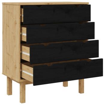 Kommode OTTA Schwarz 76,5 x 39,5 x 90 cm Massives Kiefernholz