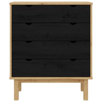 Kommode OTTA Schwarz 76,5 x 39,5 x 90 cm Massives Kiefernholz