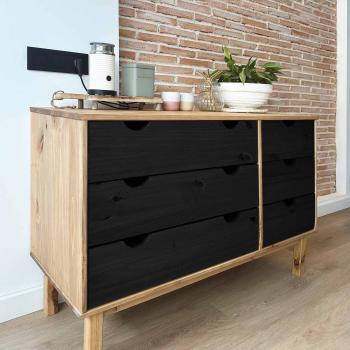ARDEBO.de - Schubladenschrank mit Speicher OTTA Schwarz 111 x 43 x 73,5 cm