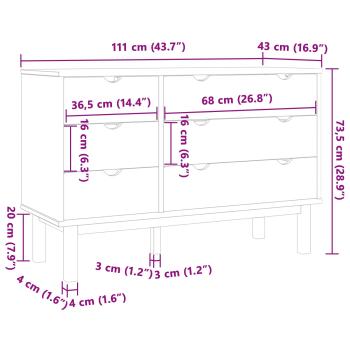 Schubladenschrank mit Speicher OTTA Schwarz 111 x 43 x 73,5 cm