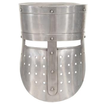 Mittelalterlicher Ritterhelm Antik Replik LARP Silbern Stahl