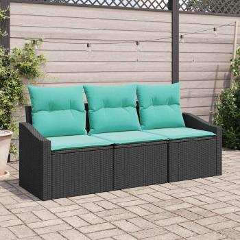 ARDEBO.de - Sofa Set 3 stk. Schwarz [Synthetisch]: Poly Rattan