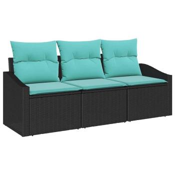 Sofa Set 3 stk. Schwarz [Synthetisch]: Poly Rattan