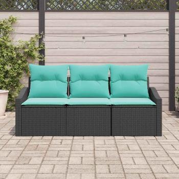 Sofa Set 3 stk. Schwarz [Synthetisch]: Poly Rattan