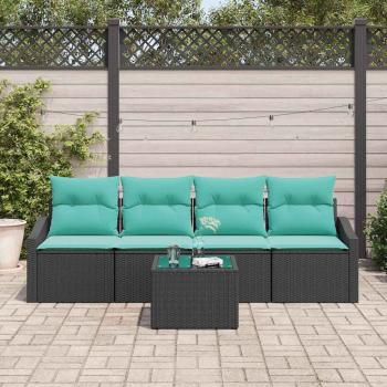 Sofa Set 5 stk. 3-Sitzanzahl Schwarz und Türkis Poly Rattan