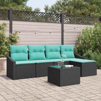 ARDEBO.de - Sofa Set 6 stk. Schwarz [Synthetisch]: Poly Rattan