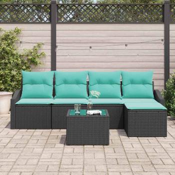 Sofa Set 6 stk. Schwarz [Synthetisch]: Poly Rattan