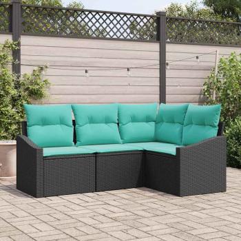 ARDEBO.de - Sofa Set 4 stk. Schwarz [Synthetisch]: Poly Rattan