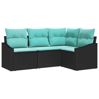 Sofa Set 4 stk. Schwarz [Synthetisch]: Poly Rattan