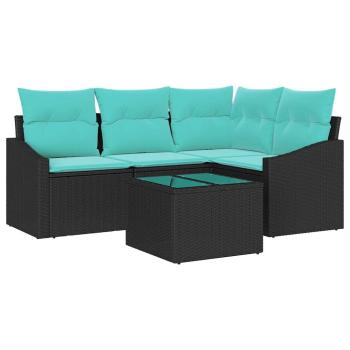 Sofa Set 5 stk. Schwarz [Synthetisch]: Poly Rattan