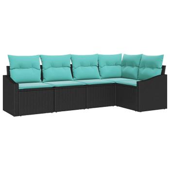 Sofa Set 5 stk. Schwarz [Synthetisch]: Poly Rattan