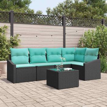 ARDEBO.de - Sofa Set 6 stk. Schwarz [Synthetisch]: Poly Rattan