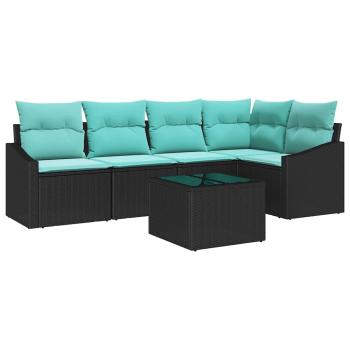 Sofa Set 6 stk. Schwarz [Synthetisch]: Poly Rattan