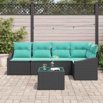 Sofa Set 6 stk. Schwarz [Synthetisch]: Poly Rattan