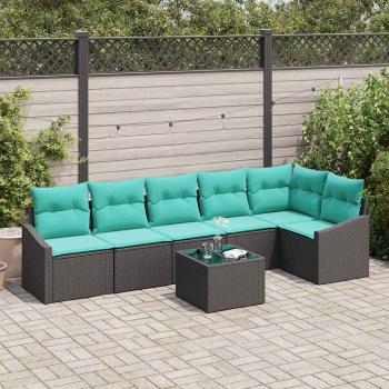 ARDEBO.de - Sofa Set 7 stk. Schwarz [Synthetisch]: Poly Rattan