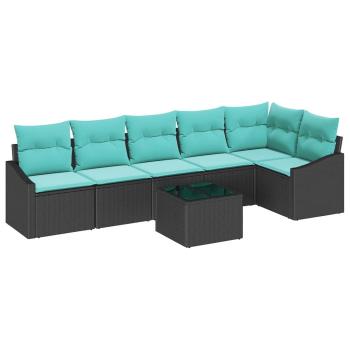 Sofa Set 7 stk. Schwarz [Synthetisch]: Poly Rattan