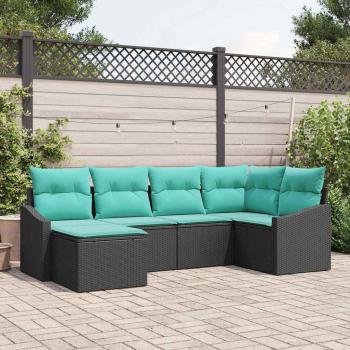 ARDEBO.de - Sofa Set 6 stk. Schwarz [Synthetisch]: Poly Rattan