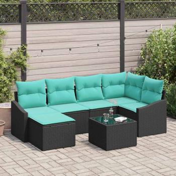 ARDEBO.de - Sofa Set 7 stk. Schwarz [Synthetisch]: Poly Rattan