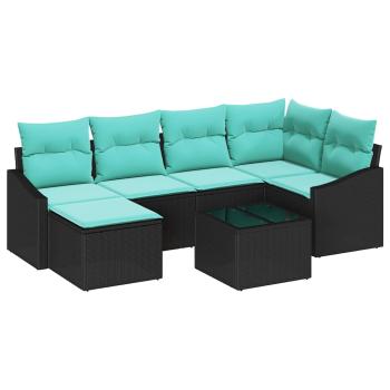 Sofa Set 7 stk. Schwarz [Synthetisch]: Poly Rattan